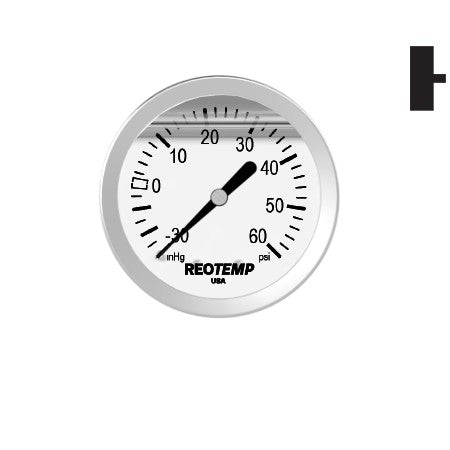 Premium 304 Stainless Steel Compound Gauge with Brass Internals, -30 inHg/0/60 PSI, 2-1/2 Inch Dial, 1/4 inch NPT Back Mount