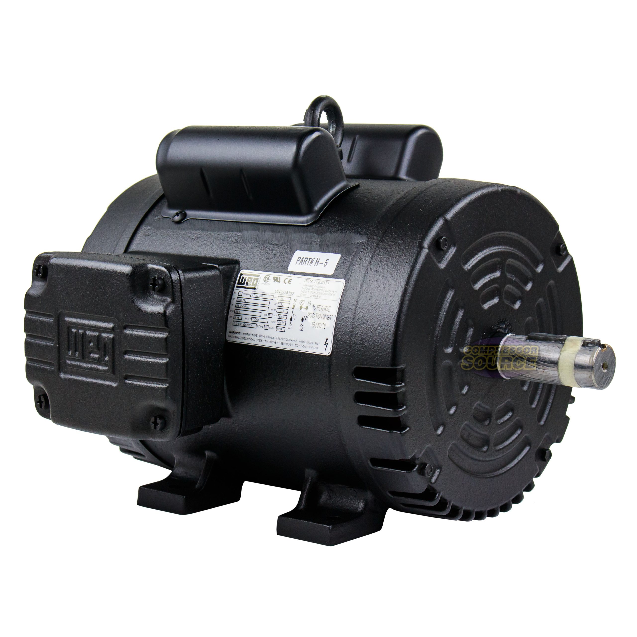 WEG 5 HP 1 Phase Electric Motor 1750 RPM 184T Frame 208-230V ODP 00518OS1CCDOL184T