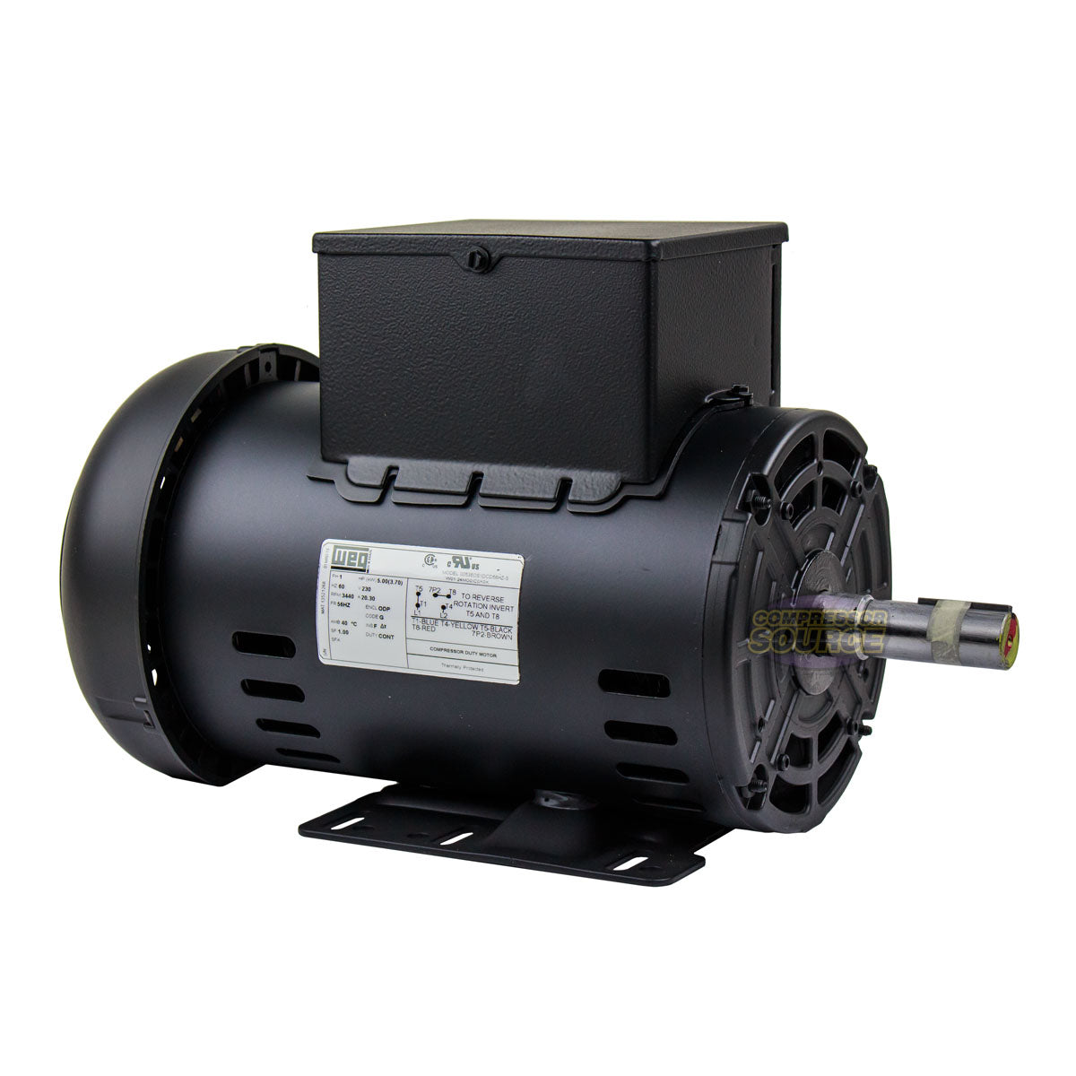 WEG 5 HP 1 Phase Electric Motor 3440 RPM 56HZ Frame 230V ODP 00536OS1DCD56HZ-S