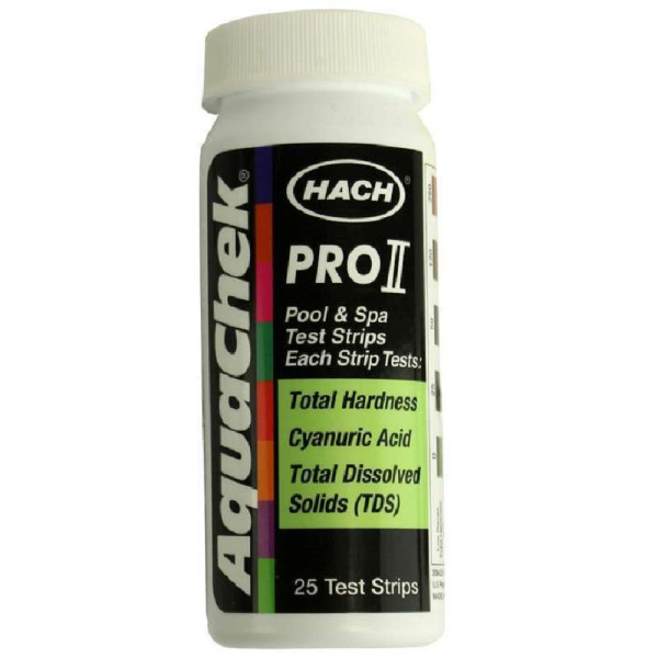 AquaChek Pro II 512084 4‑in‑1 Test Strips – Cyanuric Acid, TDS, High/Low Hardness (25 Strips)