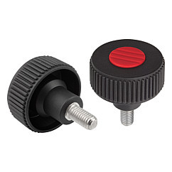 Kipp M8 x 60 mm (L) x 50 mm (D) Novo-Grip Knurled Wheel, External Thread, Stainless Steel, Size 2, Style L, Light Gray (10/Pkg.), K0261.52085X60
