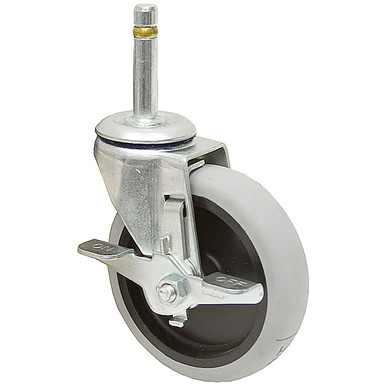 4x15/16 Grip Ring Swivel Stem Caster w/Brake Dyna Tred TPR Gray