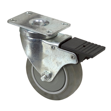 4" x 1-1/4" Swivel Plate Caster w/ Wheel and Swivel Lock Colson FP4A01GF25M