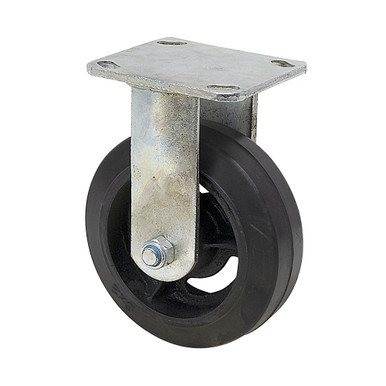 6" x 2" Rigid Plate Caster Rubber Tire of Cast Iron Wheel