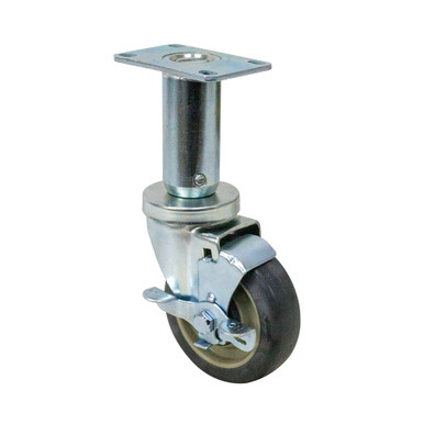 4" x 1-1/4" Swivel Plate Caster W/ Adjustable Leg and Side Wheel Brake Jarvis 4-36-314-G SATP BRK PA 10.0