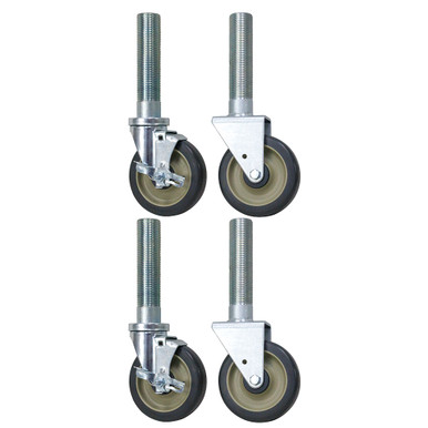 5" x 1-1/4" Swivel Threaded Stem Caster Set of Two Swivel and Two Rigid Jarvis 70016