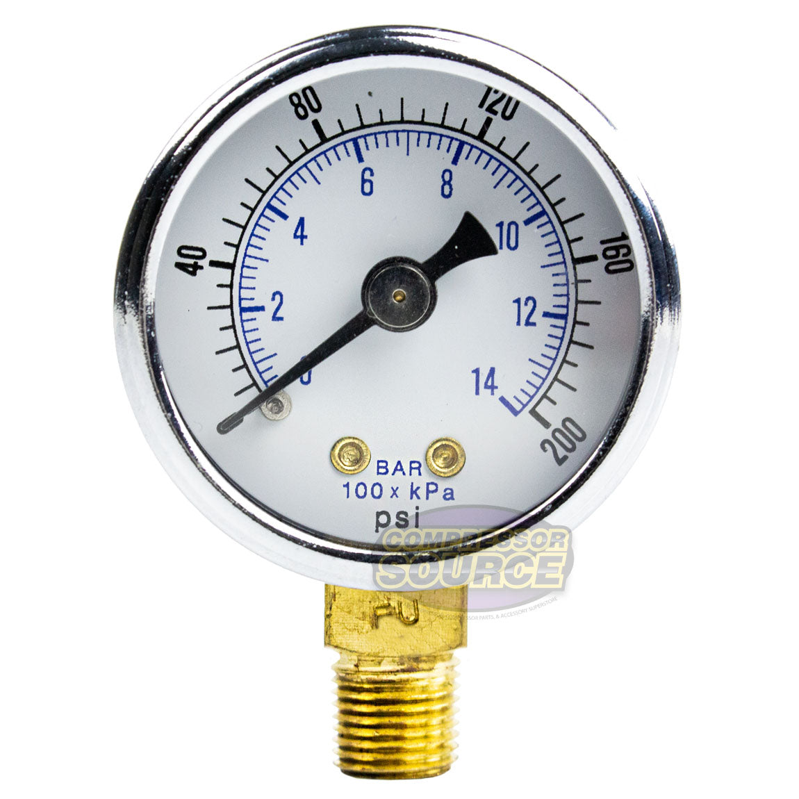 1.5" Face1/8" NPT Pressure Gauge 0-200 PSI Side Mount