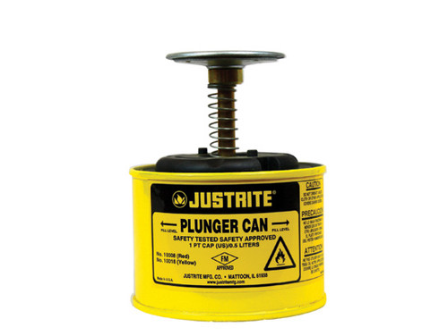 Justrite 10018 Plunger Can - 1 Pint - Yellow