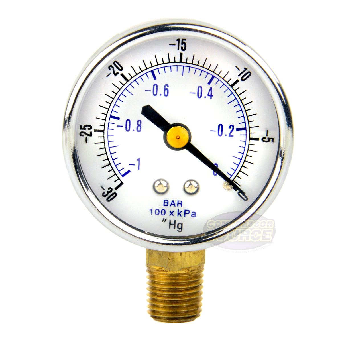2" Face 1/4" NPT 0 - -30 PSI Air Vacuum Pressure Gauge Lower Side Mount 101D-204A