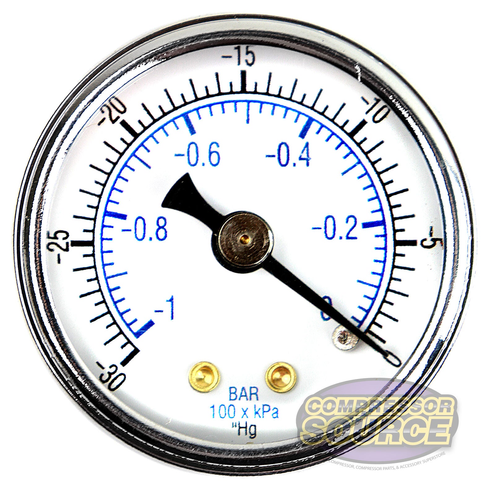 1.5" Face 1/8" NPT 0 - -30 PSI Air Vacuum Pressure Gauge Center Back Mount 102D-158A