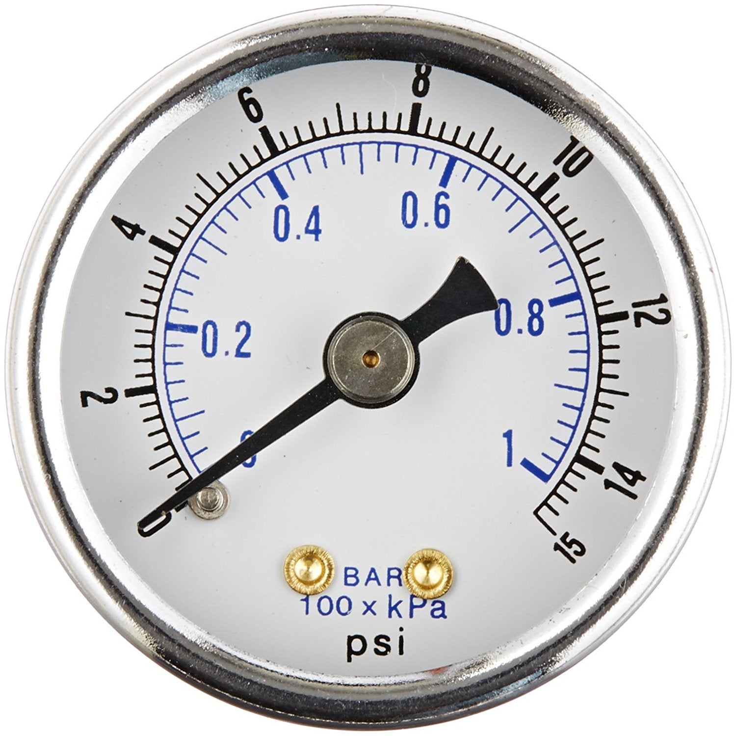 1.5" Face 0-15 PSI Pressure Gauge 1/8" NPT Center Back Mount