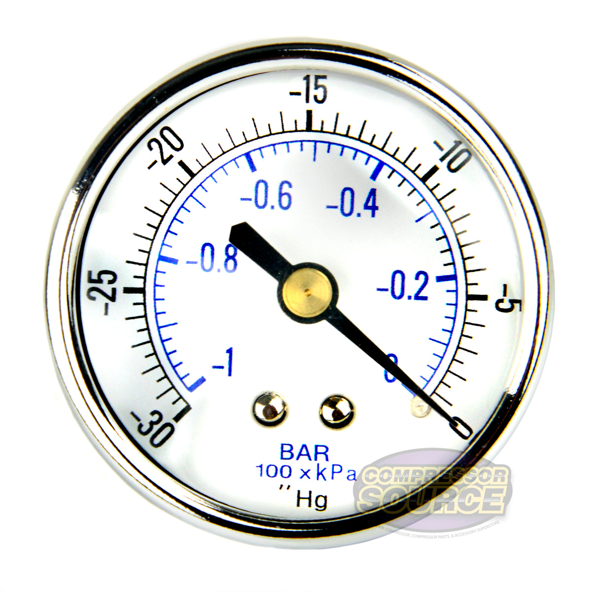2" Face 1/4" NPT 0 - -30 PSI Air Vacuum Pressure Gauge Center Back Mount 102D-204A