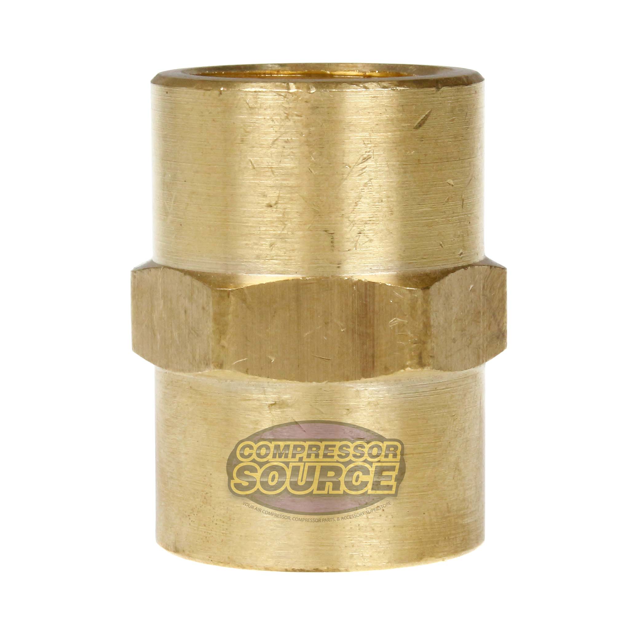 1/2" NPTF Hex Coupling Solid Yellow Brass Pipe Fitting 1200 PSI Maximum 103F