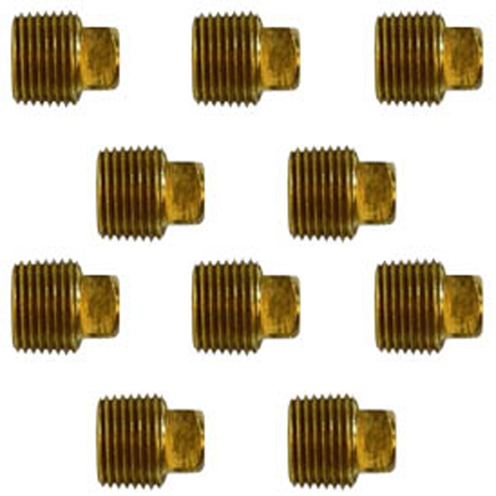 1/4" NPTF Square Head Barstock Plug Brass End Cap Pipe Fitting 10 Pack 109C
