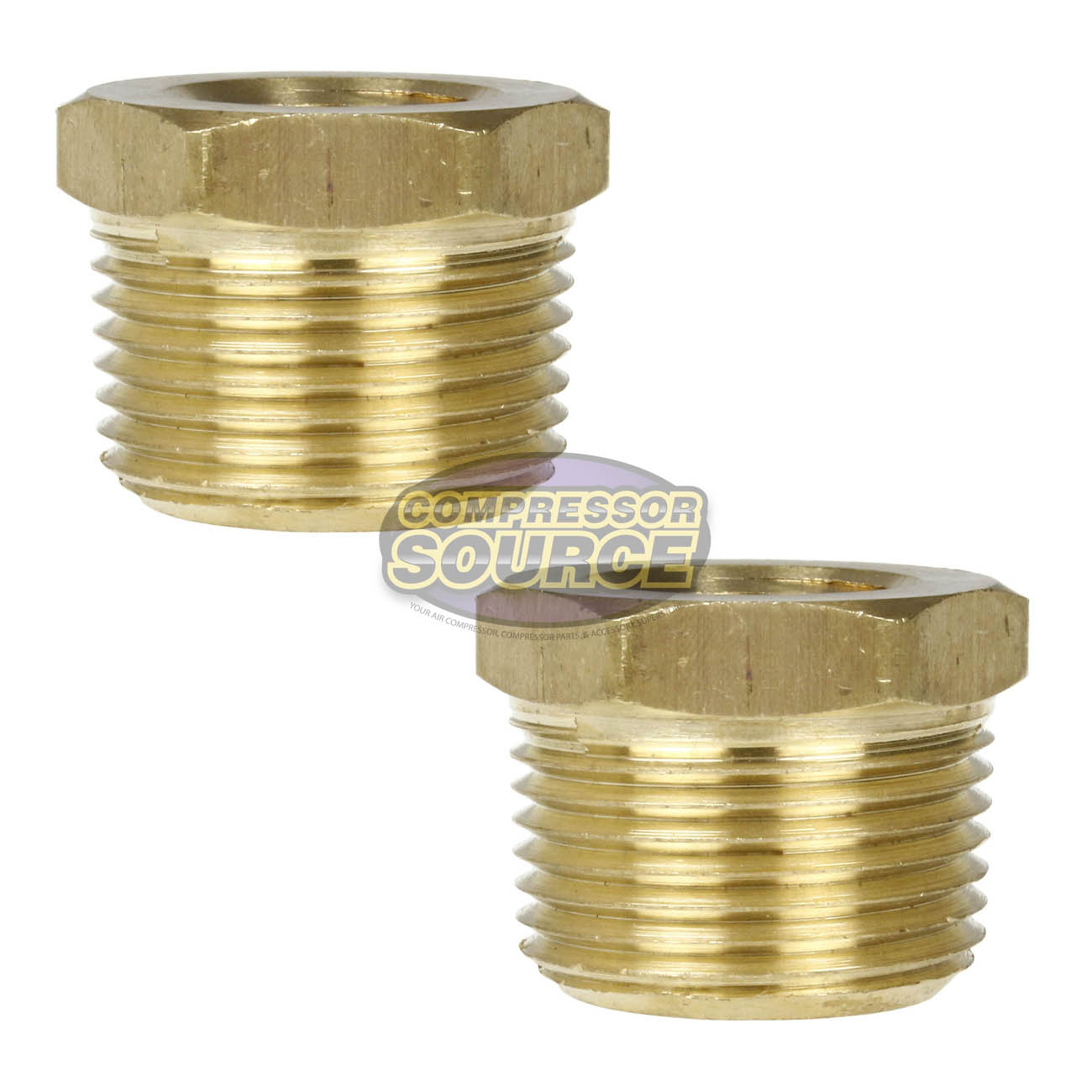 2 Pack 3/4" x 3/8" Male NPTF x Female NPTF Hex Bushing Reducer Brass Fitting