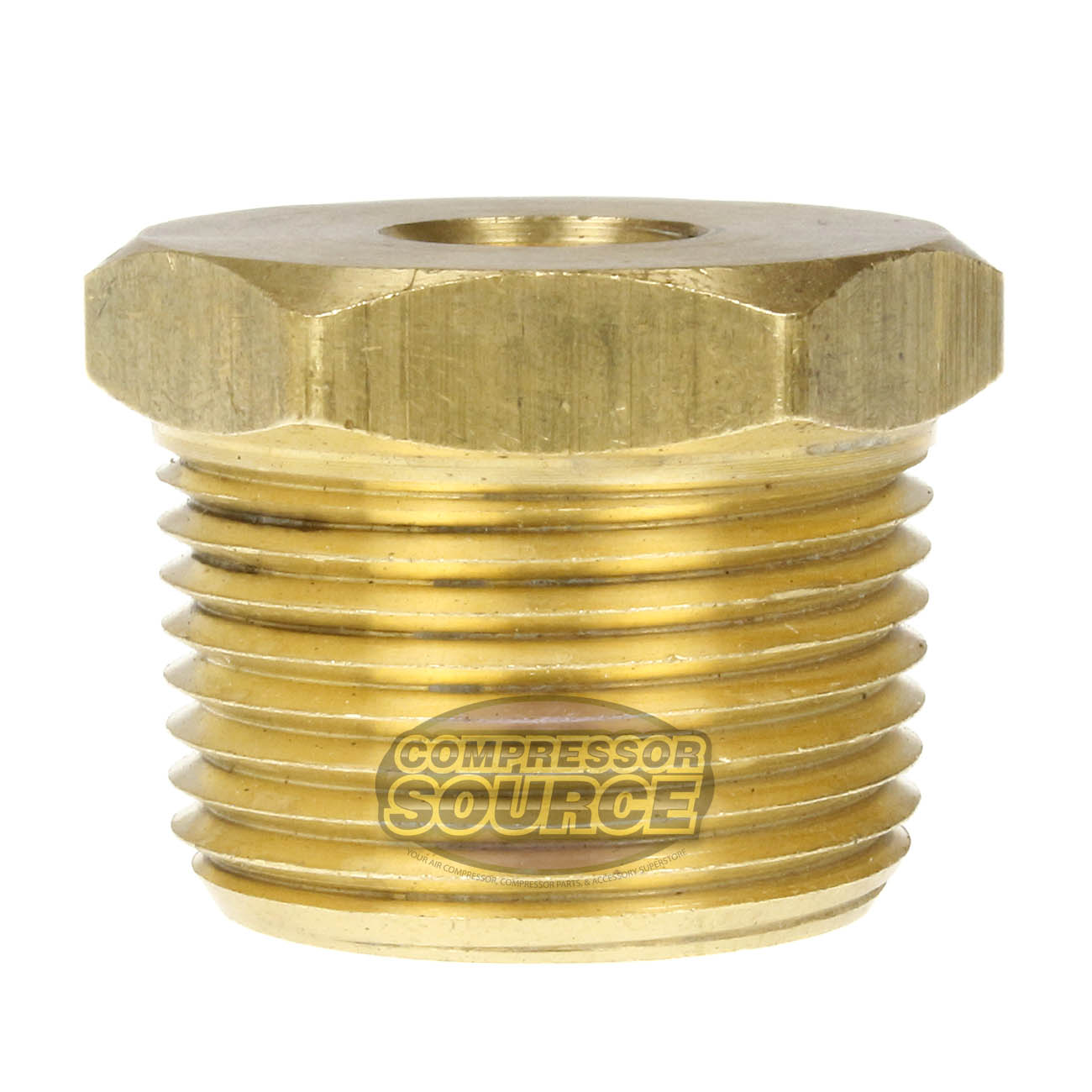 1" x 1/4" Male NPTF x Female NPTF Hex Bushing Reducer Brass Pipe Fitting