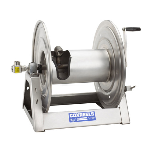 Coxreels 1125 Series Unpolished Stainless Steel Hand Crank Hose Reels - Reel Only - 1/2 in. x 100 ft.