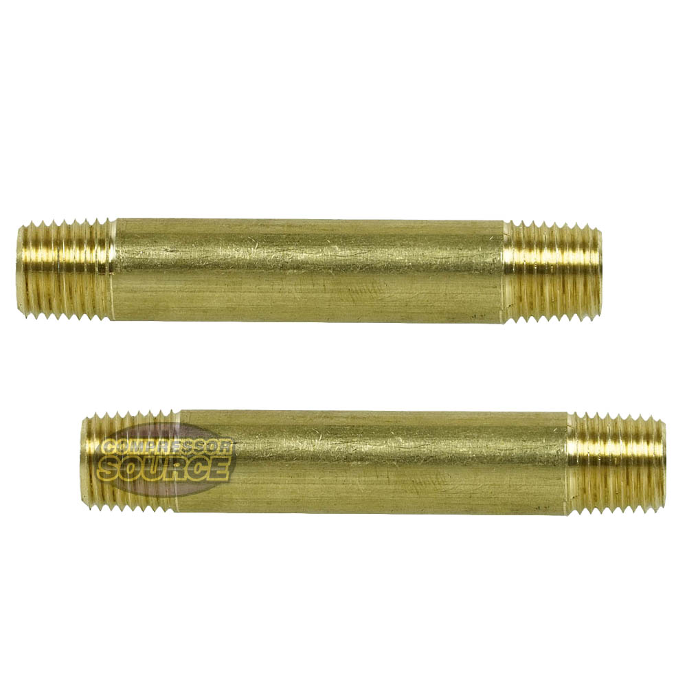 1/4" NPT 3" Long Yellow Brass Nipple Extension 1200 PSI 117C3 - 2 Pack