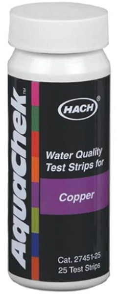 AquaChek 661454E Copper Test Strips – Total Copper Testing (0–3 ppm, 25‑Count Bottle)