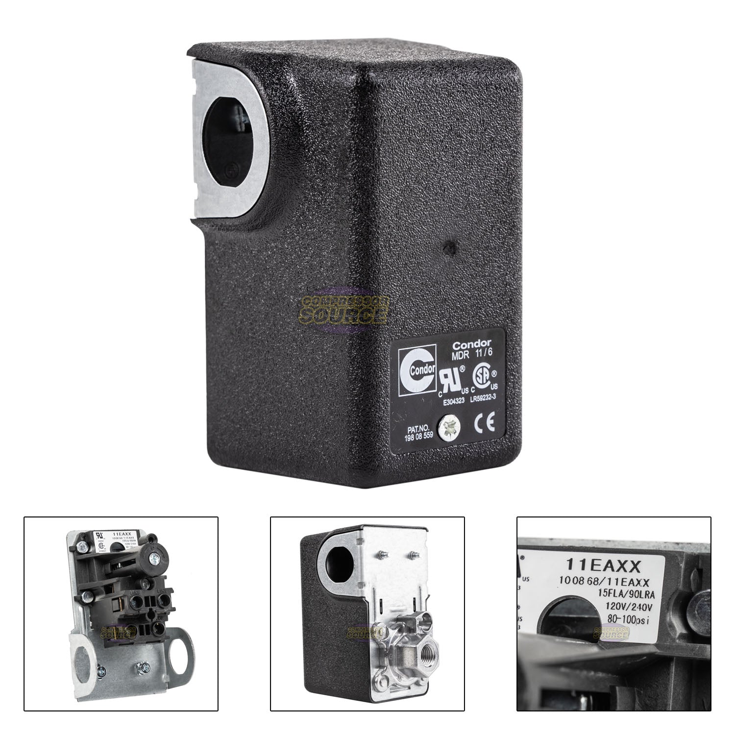 1 Port Pressure Switch 80 - 100 PSI 16 Amp 1/4" FNPT Condor 11EAXX MDR11/6