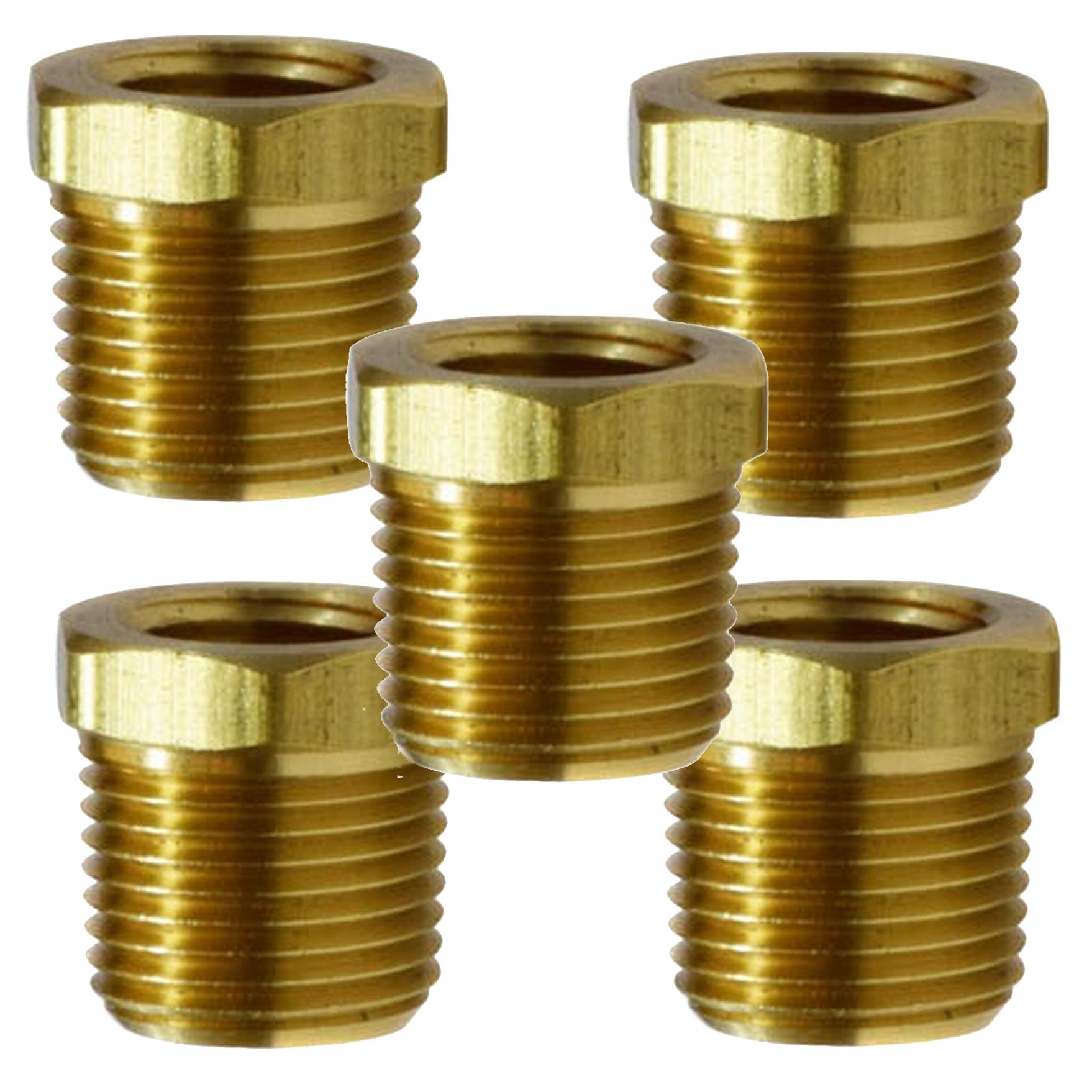 3/4" x 1/2" Male NPT x Female NPT Hex Bushing Reducer Brass Pipe Fitting 5-Pack
