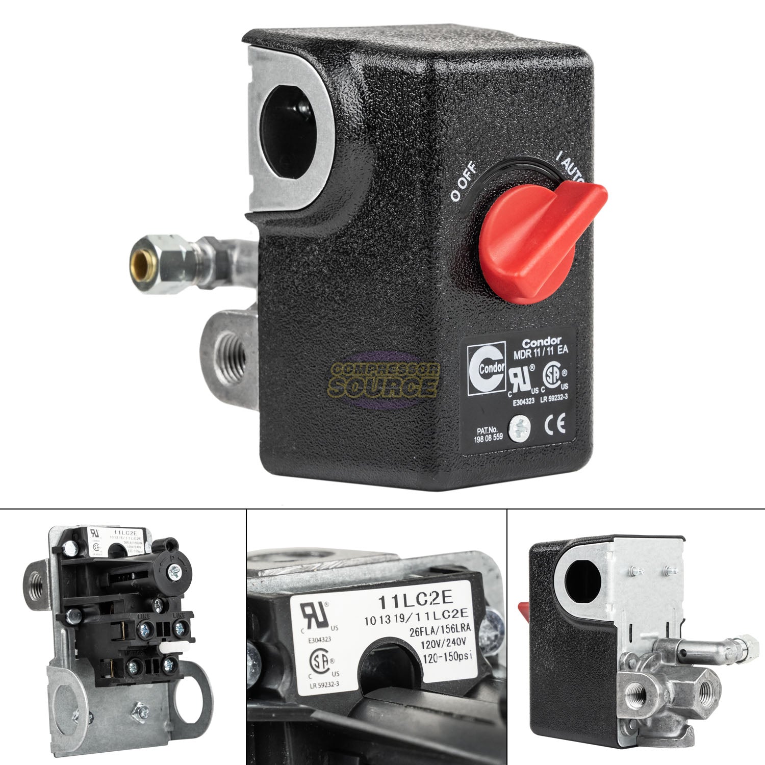 4 PortPressure Switch 120 - 150 PSI 26 Amp 1/4" FNPT Condor MDR11/11 11LC2E
