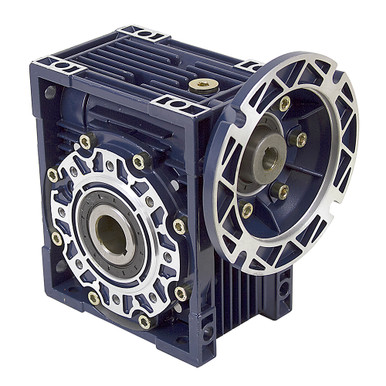 Aluminum Right Angle Worm Gear Reducer, 75 mm C.D., 20/1, 145TC Input Flange, Hollow Bore Output Worldwide CALM75-20/1-145TC