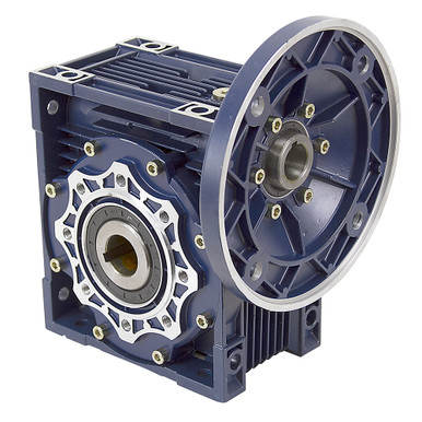 Aluminum Right Angle Worm Gear Reducer, 90 mm C.D., 10/1, 56C Input Flange, Hollow Bore Output Worldwide CALM90-10/1-56C