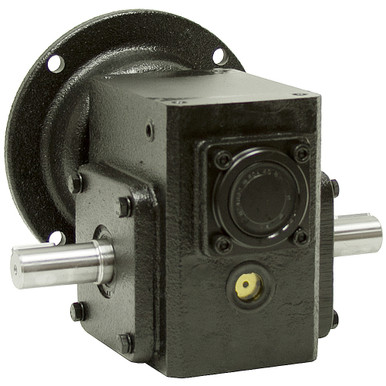 15:1 Right Angle Cast Iron Worm Gear Reducer 1.24 HP 56C Dual Output Worldwide HDRF-175-15-DE-56C