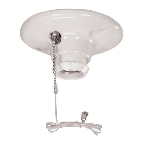 Porcelain Ceiling Lampholder With Pull Chain2 Blade Female Outlet