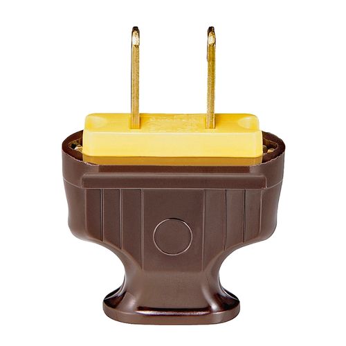 Male Power Cord Plug 2-Pole 2-Wire 125 Volt 15 Amp Flat Handle Brown