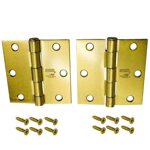 3" x 3" Door Hinges Square Corners Brass N142-604 512