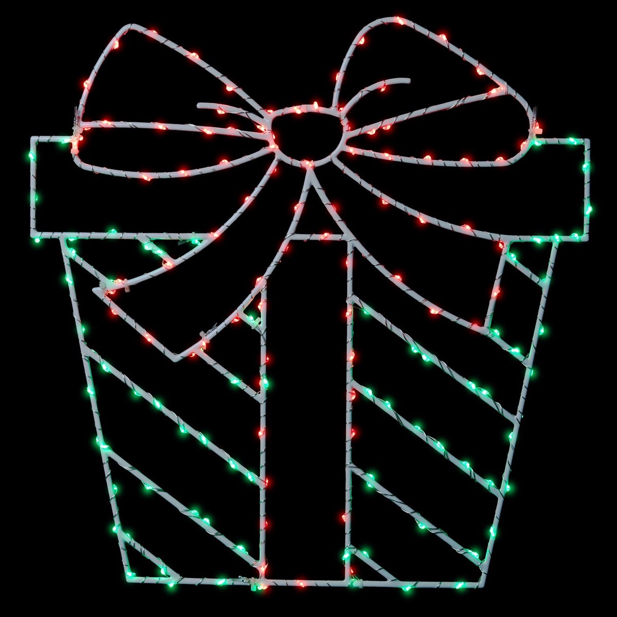 15" Red & Green LED Present Silhouette Decoration