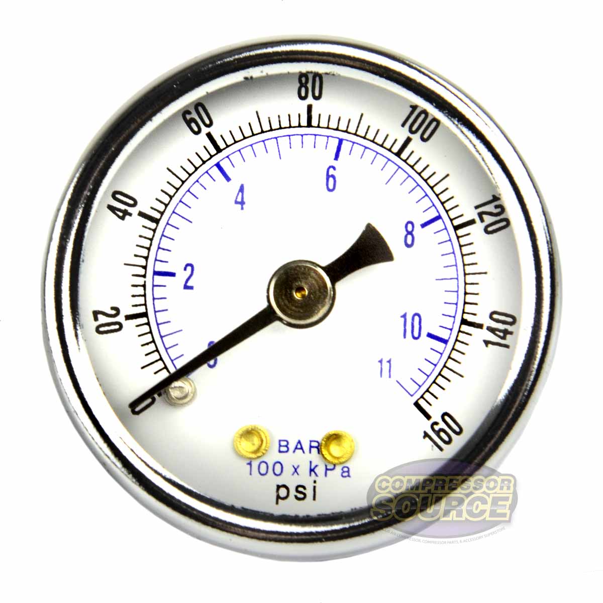 1.5" Face 1/8" NPT 0-160 PSI Pressure Gauge Center Back Mount