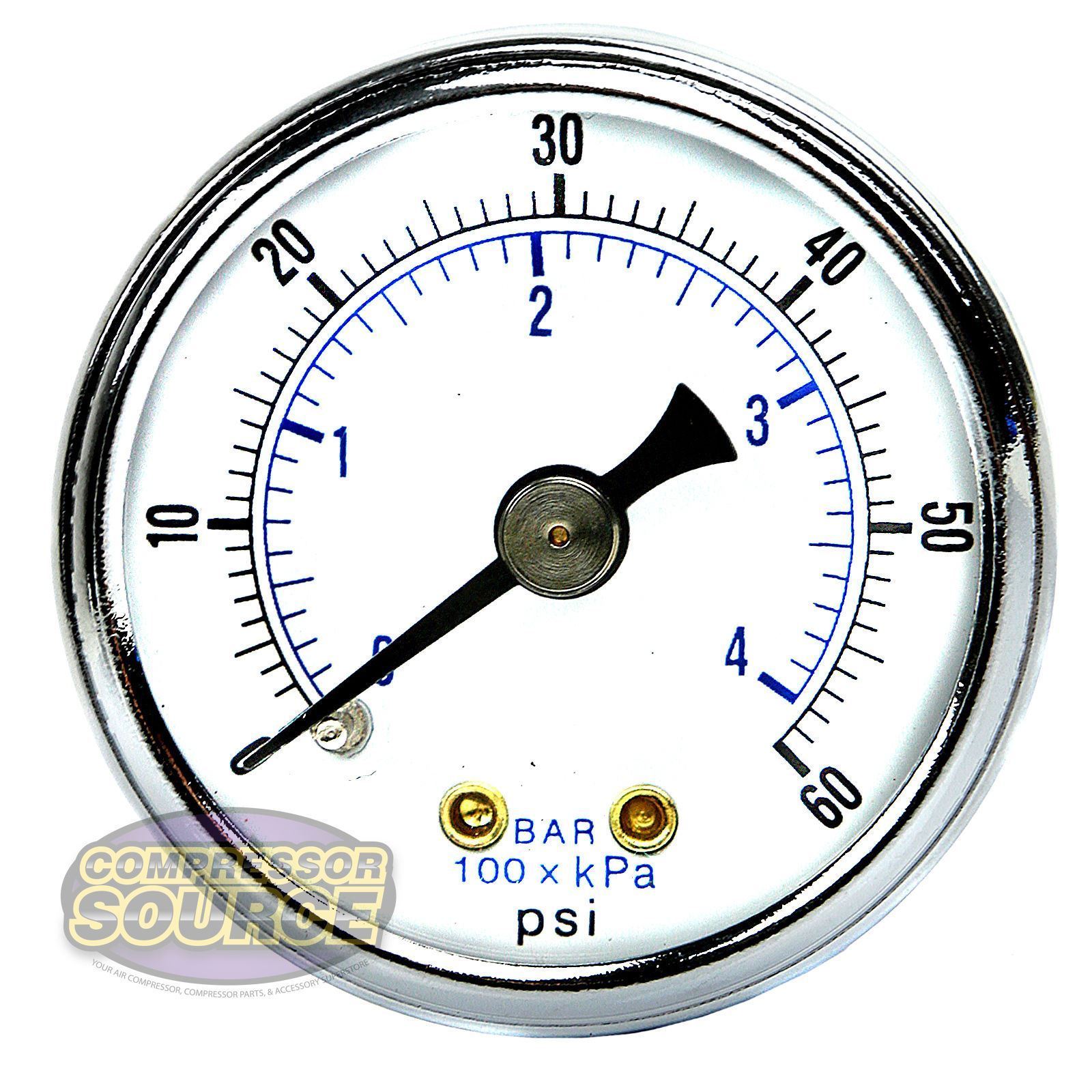 1.5" Face 1/8" NPT 0-60 PSI Pressure Gauge Center Back Mount 102D-158D
