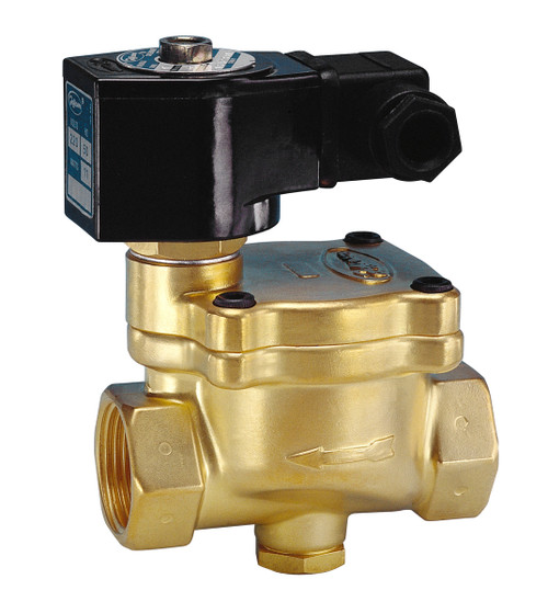 Jefferson Valves 1342 Series 2-Way Brass Explosion Proof Solenoid Valves - Normally Open - 1 1/2 in., 120/60V AC Voltage