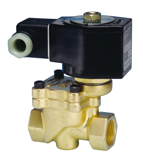 Jefferson Valves 1390 Series 2-Way Brass Explosion Proof Solenoid Valves - Normally Open - 3/8 in., 24V DC Voltage