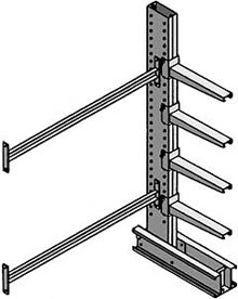 MECO Series 4000 HD Single Sided Cantilever Rack Add-on Unit, 12 ft, H, (8) 48 in. L Arms