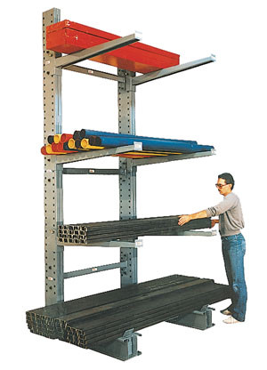 MECO Series 1000 Medium Duty Single Sided Cantilever Rack Unit , 8 ft. H, (8) 24 in. L Arms