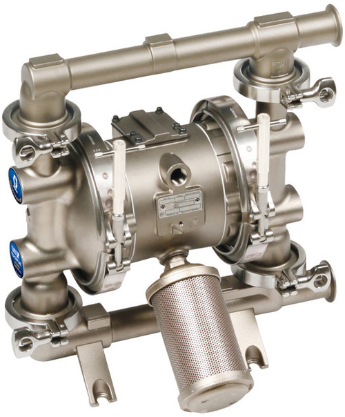 Graco 1040 FDA-Compliant 1 1/2 in. Double Diaphragm Sanitary Pumps w/ EPDM O-Ring, Weighted Neoprene Balls, Santo Dia.