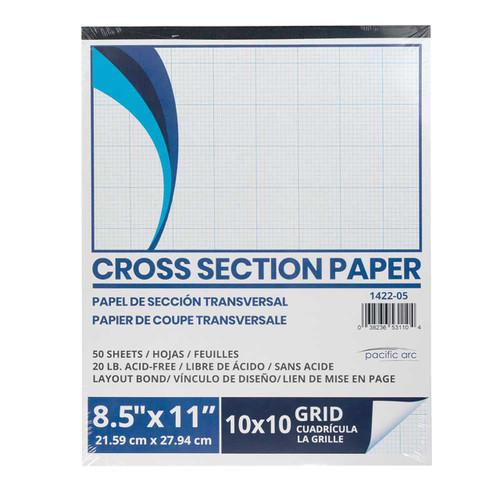Pacific Arc Cross Section Drawing Paper 10x10 grid, 50 sheet pad, 8-1/2" x 11"