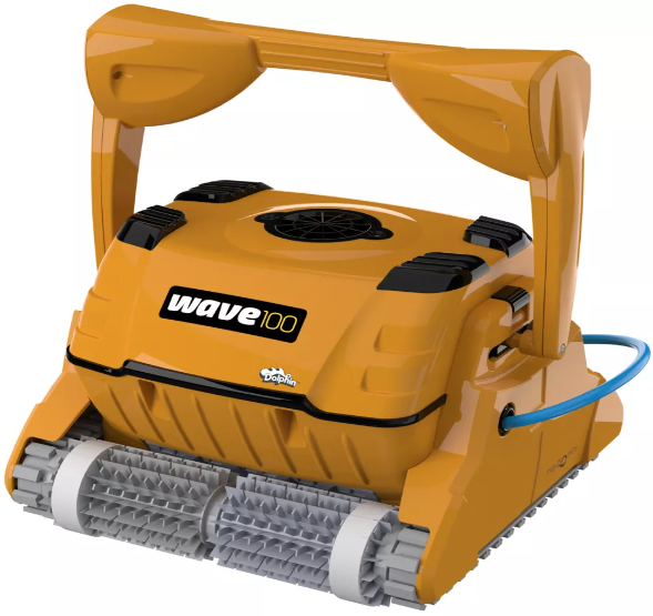 Maytronics Dolphin Wave 100 Robotic Pool Vacuum Cleaner with Remote Control and Caddy 9999096X-USW