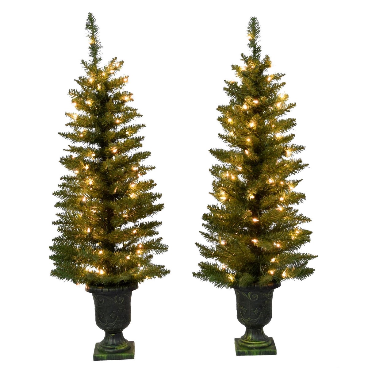 2-Piece 4' Pre-Lit Artificial Foyer Trees