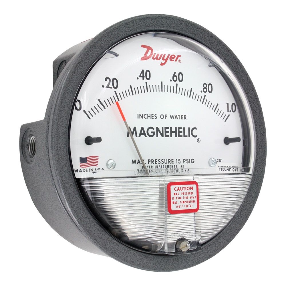 Dwyer 2000-00 Magnehelic Differential Pressure Gauge - 0-0.25 Inches Of Water
