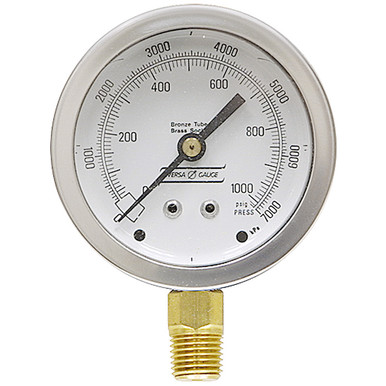 1000 PSI Pressure 2.5" Dia. DryLower Mount 1/4" NPT Steel Gauge Versa V2251YLK4/R