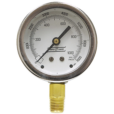 1000 PSI Pressure 2.5" Dia. Dry Lower Mount 1/4" NPT Steel Gauge Versa V2351YLK4