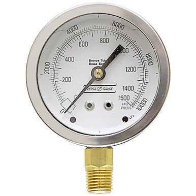 1500 PSI Pressure 2.5" Dia. Dry Lower Mount1/4" NPT Steel Gauge Versa V2251YLL4/R