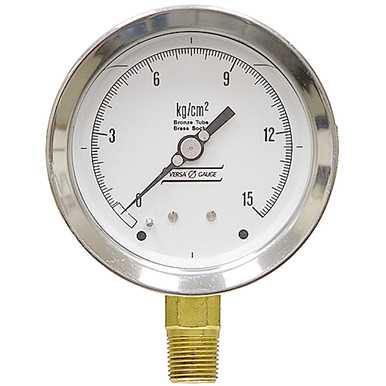 15 kg/cm² Pressure4" Dia. Dry Lower Mount 1/2" NPT Steel Gauge Versa V4351YPC2