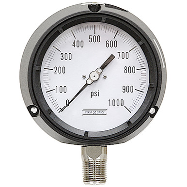 1000 PSI Pressure 4.5" Dia. Dry Flange Panel Mount 1/2" NPT Plastic Gauge Versa V4904QPP2