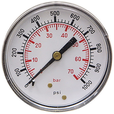 1000 PSI 70 Bar Pressure 2.5" Dia. Dry Back Mount 1/4" NPT Steel Gauge